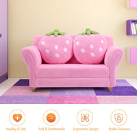 Children Couch Armrest Chair Double Seats with Strawberry Pillows