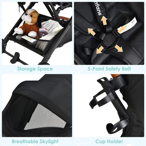 INFANS Travel Stroller, Lightweight Compact Baby Stroller for Airplane