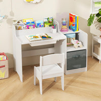 INFANS Kids Table and Chair Set Toddler Art Craft Play Wood Activity Desk with Chairs