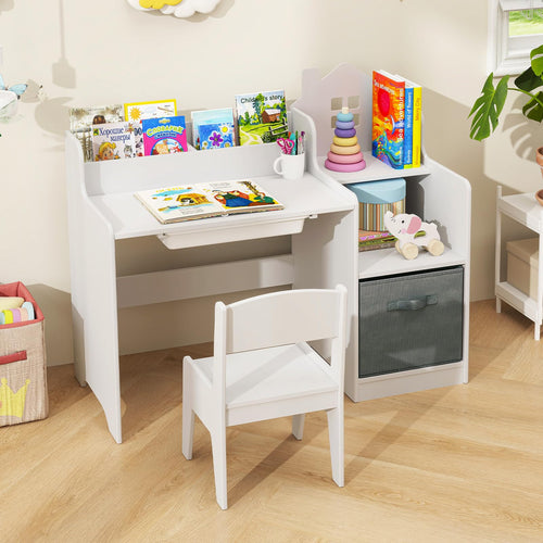 INFANS Kids Table and Chair Set Toddler Art Craft Play Wood Activity Desk with Chairs