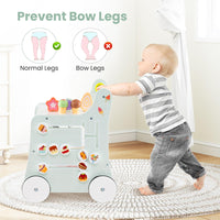 INFANS 6 in 1 Wooden Baby Walker Play Kitchen Playset