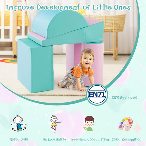 5-Piece Kids Climb & Crawl Activity Playset, Lightweight Soft Foam Block Activity Play Structures