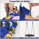 HONEY JOY 36" Kids Trampoline & Swing Set Convertible, 2 in 1 Kids Saucer Tree Swing, Toddler Fitness Rebounder