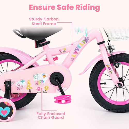Kids Bike, 14 16 18 Inch Sweet Heart Theme Girls Bicycle