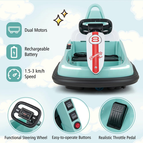Electric Kids Ride-on Bumper Car, Ride-on Bumper w/360° Spinning,  Electric Bumping Toy with Music & LED Lights