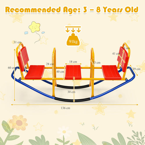 Kids Seesaw Teeter Totter, Metal Rocking Seesaw Heavy Duty Indoor Outdoor Playground Equipment for Toddlers