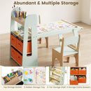 Sensory Table and Chairs Set for Toddlers, Wooden Activity Table with Paper Roll Holder,  Art Play Sand Water Desk
