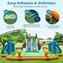 Inflatable Water Slide, Kids Blow up Water Park w/2 Long Slides, Climbing Walls, Splash Pool