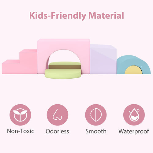 8 Pieces Baby Foam Blocks Soft Play Set with PU Leather, Kids Climber for 1+ Years
