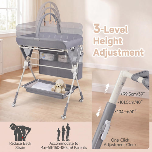 INFANS Portable Baby Changing Table with Wheels