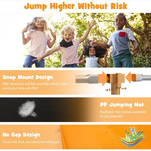 14 x 8FT 200 kg Weight Capacity Outdoor Kids Trampoline ASTM Certified Rectangular Trampoline with Enclosure Net, Safety Net and Ladder