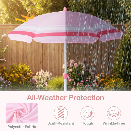 Kids Picnic Table, Outdoor Toddler Patio Furniture Set with 2 Folding Chairs Adjustable Foldable Umbrella