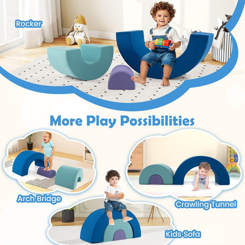 Rainbow Arc Climber Playset Foam Climbing Blocks with Washable Covers