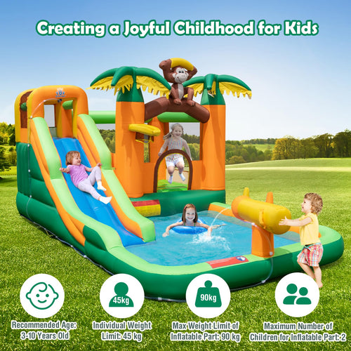 Inflatable Water Slide, 7-in-1 Bounce House Water Park w/Splash Pool