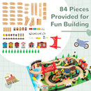 INFANS Train Table, 84 Pieces Wooden Kids Activity Toy Table Playset