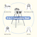 5-in-1 Multifunctional Convertible Baby Highchair with Harness & Removable Tray