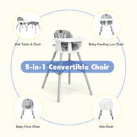 5-in-1 Multifunctional Convertible Baby Highchair with Harness & Removable Tray