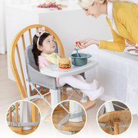 Baby Travel Booster Seat Portable Folding Toddler Floor Dining Chair w/Removable Swivel Double Tray