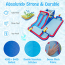 Water Slide Park, 5-in-1 Inflatable Jumping House w/Dual Slides, Climbing Wall, Splash Pool