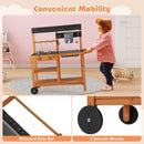 INFANS Mud Kitchen, Outdoor Play Kitchen with Awning Faucet Stoves Cooking Accessories