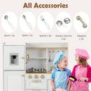 INFANS Kid Kitchen Playset Toddler Wooden Pretend Cooking Set with Realistic Light & Sound