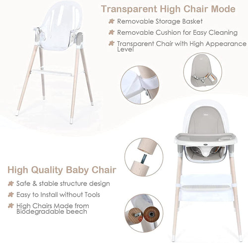 INFANS 3 in 1 Wooden Baby Highchair