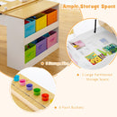 Toddler Art Craft Play Wood Activity Desk with 2 Chairs 4 Storage Canvas Bins Paper Roll for Writing Drawing