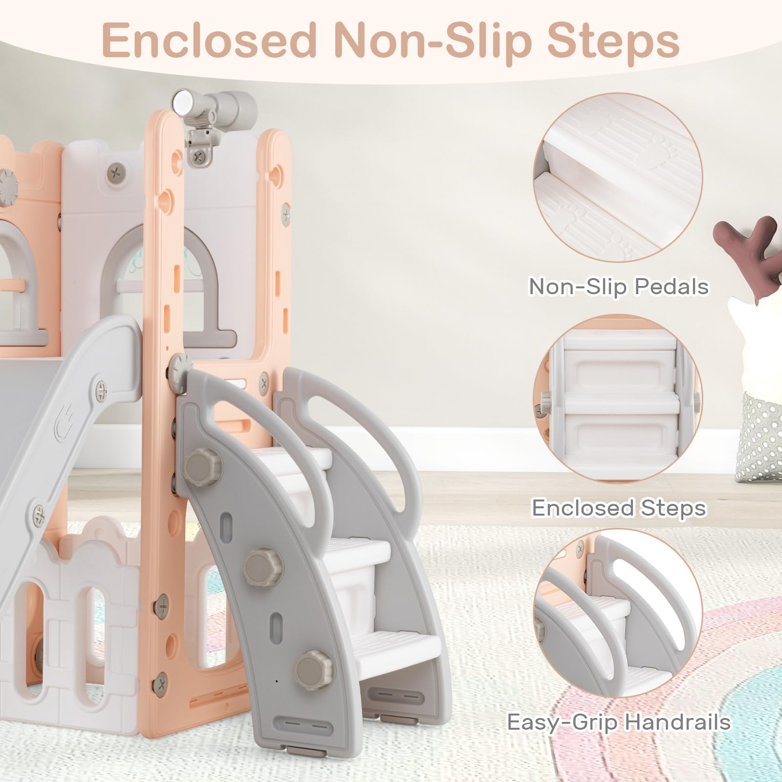 Toddler Slide and Swing Set, 7 in 1 Kids Indoor Outdoor Playground
