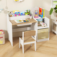 INFANS Kids Table and Chair Set Toddler Art Craft Play Wood Activity Desk with Chairs