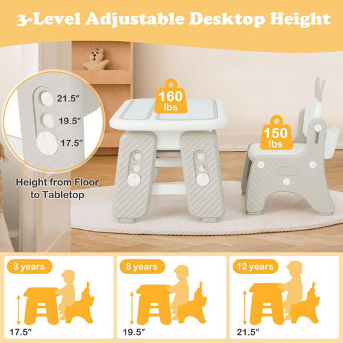 INFANS Kids Table and Chair Set Activity Table with Magnetic Drawing Board
