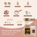 Play Kitchen, Wooden Kids Cooking Toy with Realistic Lights Sounds