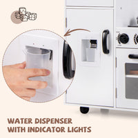 INFANS Play Kitchen for Kids, Wooden Kids Play Kitchen Playset with Realistic Light & Sounds