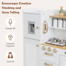 INFANS Kid Kitchen Playset Toddler Wooden Pretend Cooking Set with Realistic Light & Sound