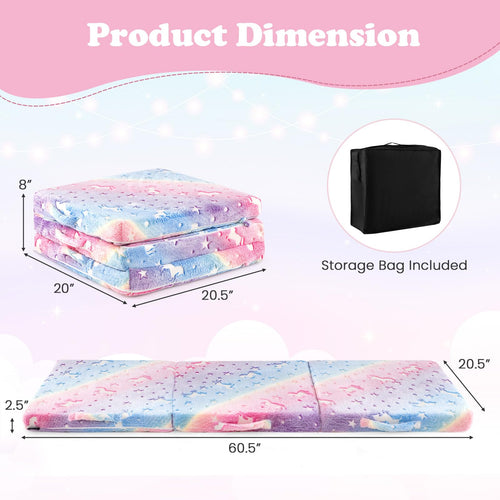 Foldable Floor Mattress for Kids, Glow in Dark Tri-Folding Nap Mat