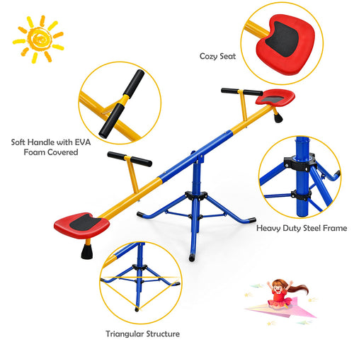 Kids Seesaw, Swivel Teeter Totter Playground Equipment for Children w/360 Degree Rotation
