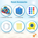 Nautical Themed Bounce House Water Park with Slide, Splash Pool, Climbing Wall, Water Gun, Outdoor Jumping Castle with Hose, Carry Bag, Repairing Kit, Stakes