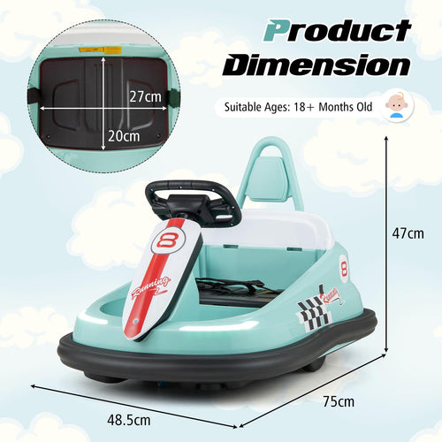 Electric Kids Ride-on Bumper Car, Ride-on Bumper w/360° Spinning,  Electric Bumping Toy with Music & LED Lights