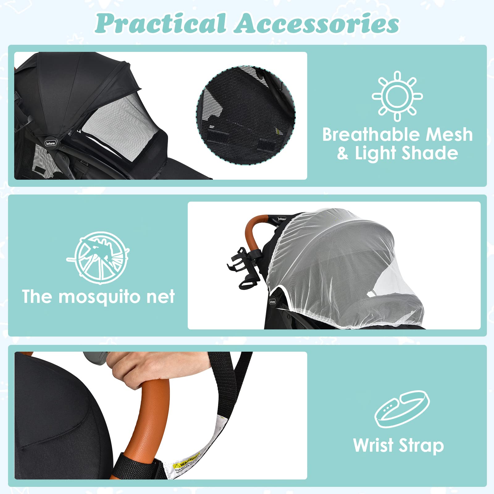INFANS Travel Stroller, Lightweight Compact Baby Stroller for Airplane