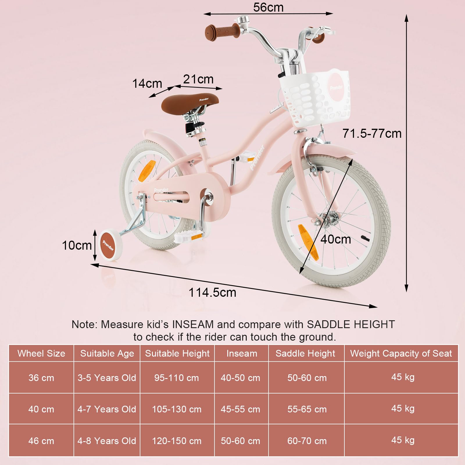 HONEY JOY Kids Bike, 16 Inch Boys Girls Bike for 3-8 Years w/Training Wheels