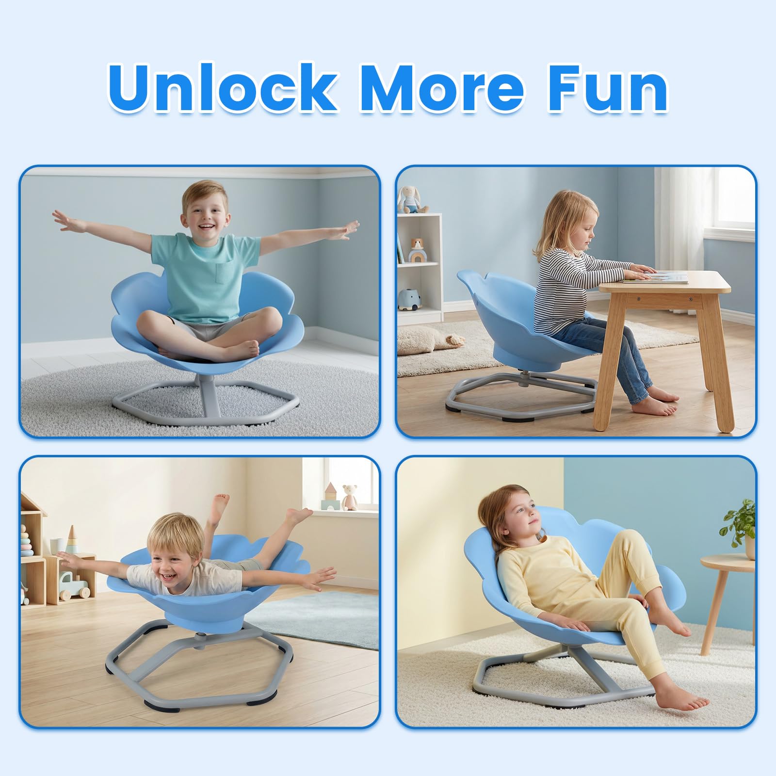 Sensory Spinning Chair, Flower Shape 360° Swivel Seat for Autistic Kids Autism ADHD Children