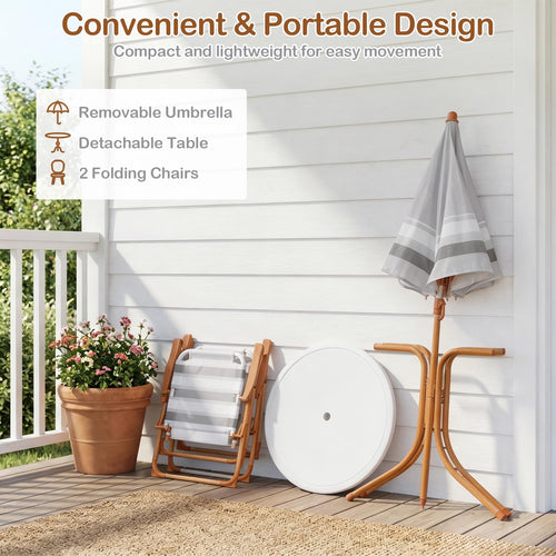 Kids Picnic Table, Outdoor Toddler Patio Furniture Set with 2 Folding Chairs Adjustable Foldable Umbrella