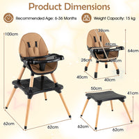 High Chair for Babies and Toddlers 6-in-1 Convertible Table Chair Set