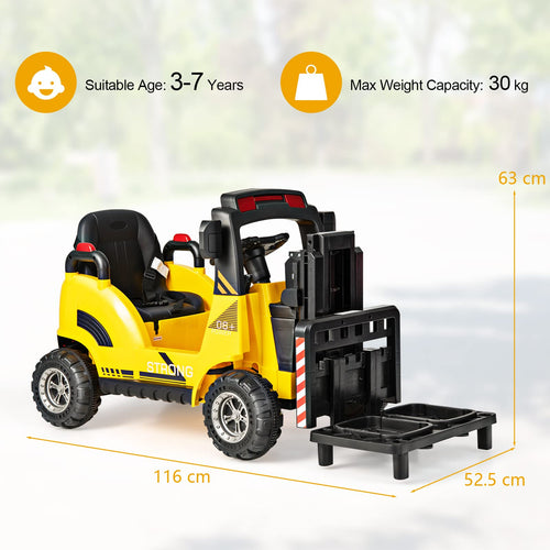 Kids Electric Ride-On Car, 12V Electric Forklift with Remote Control & Gear Switches, Liftable Fork & Pallet