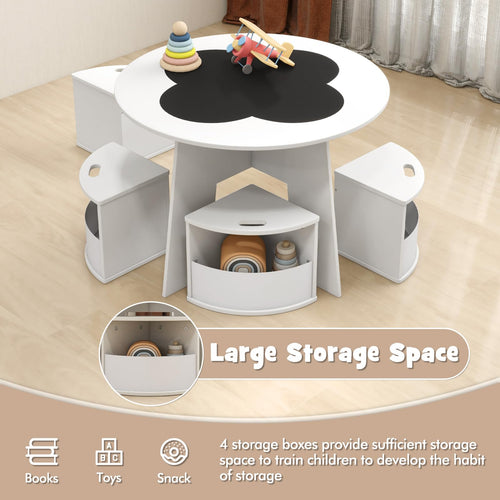 INFANS Toddler Table and Chair Set with 4 Storage Stools