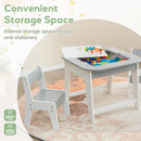 INFANS Kids Table and Chair Set, 3 in 1 Wooden Activity Table with Removable Blackboard and Whiteboard