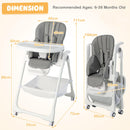 Baby High Chair Foldable Highchair w/ 7 Heights 5 Recline Positions Adjustable Footrest