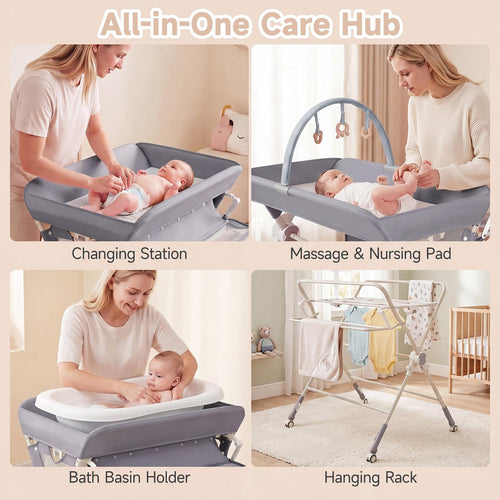 INFANS Portable Baby Changing Table with Wheels