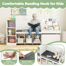 4-in-1 Kids Bookcase with Reading Nook and Removable Seat Cushion