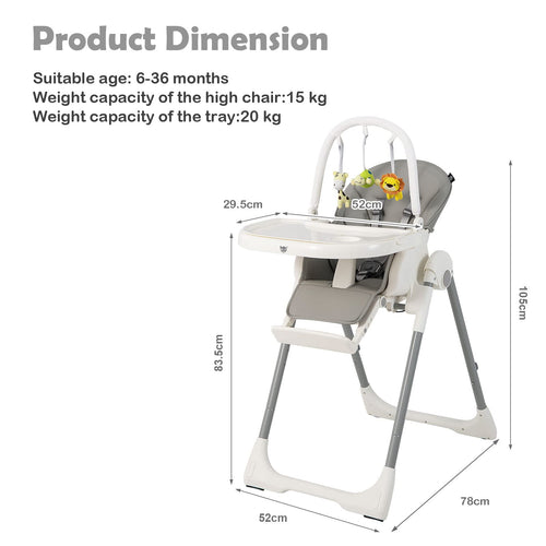 Baby High Chair Foldable Highchair w/Toy Bar Baby High Chair Foldable Highchair w/Toy