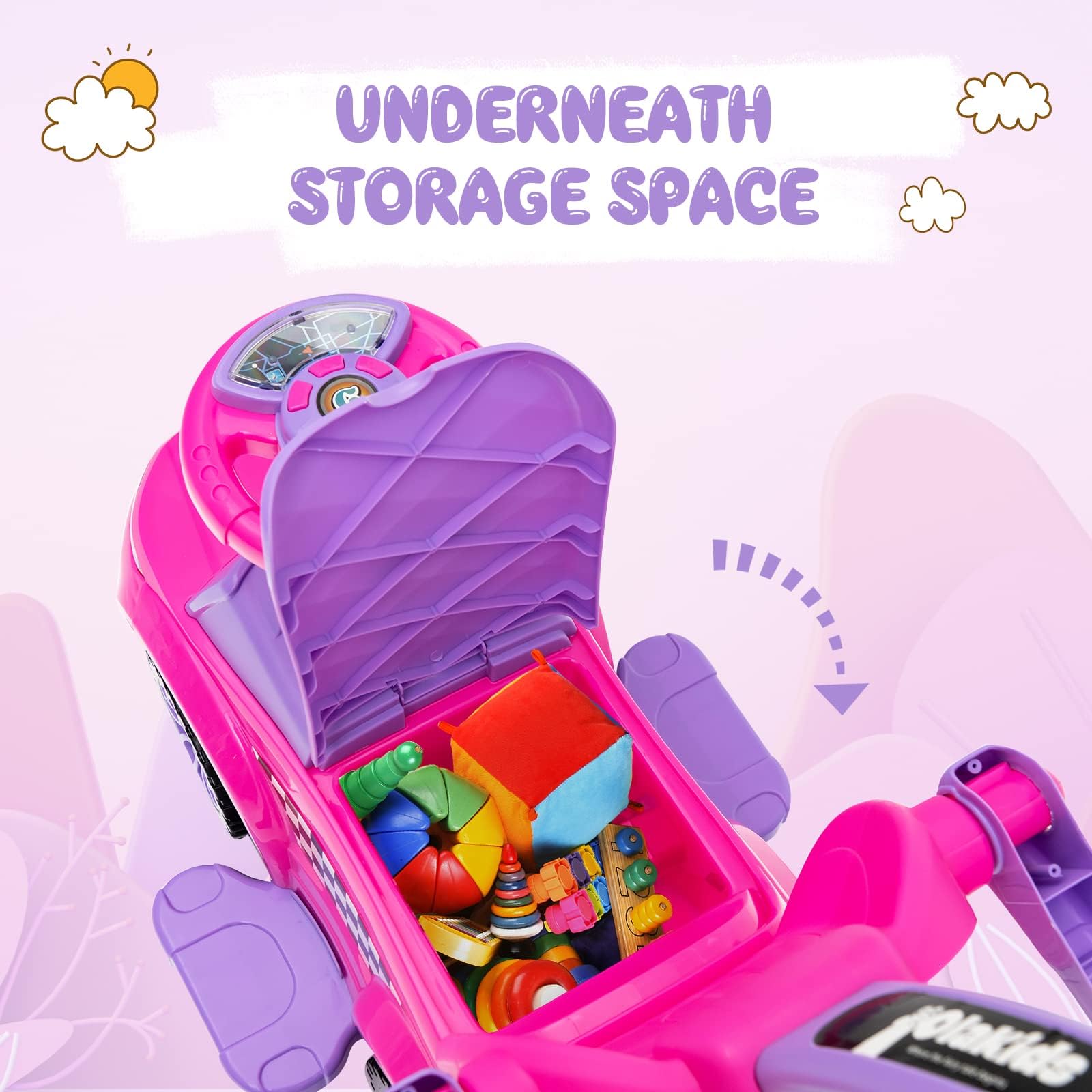 4 in 1 Ride on Push Car, Toddlers Sliding Walking